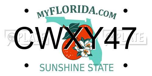 CWXY47 Florida License Plate