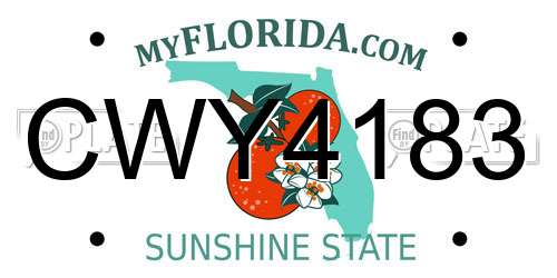 CWY4183 Florida License Plate