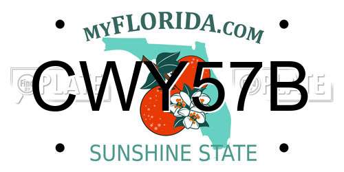 CWY57B Florida License Plate