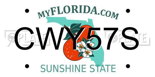 CWY57S Florida License Plate