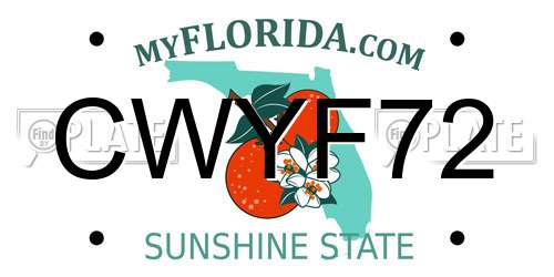 CWYF72 Florida License Plate