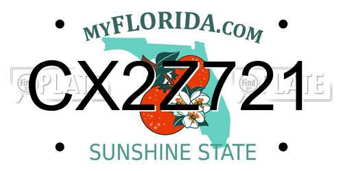 CX2Z721 Florida License Plate