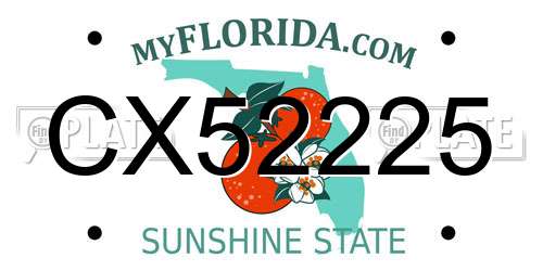 CX52225 Florida License Plate