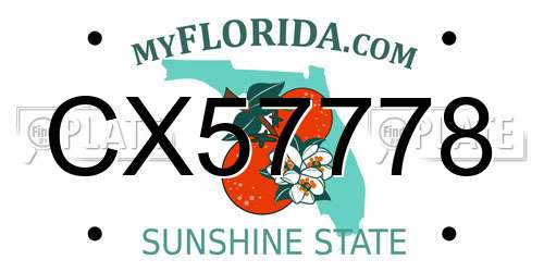 CX57778 Florida License Plate