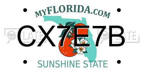 CX7E7B Florida License Plate