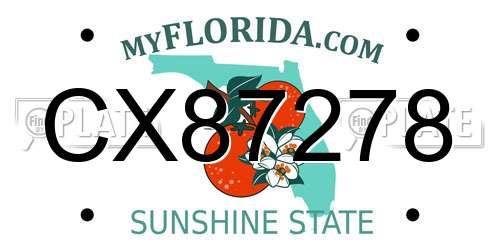 CX87278 Florida License Plate