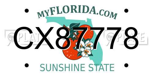 CX87778 Florida License Plate