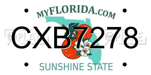 CXB7278 Florida License Plate