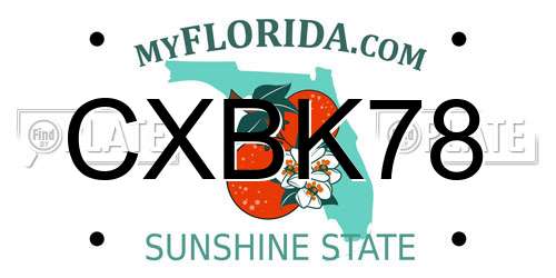 CXBK78 Florida License Plate