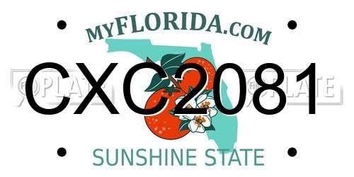 CXC2081 Florida License Plate