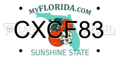 CXCF83 Florida License Plate