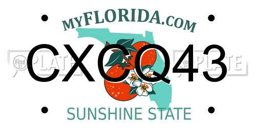 CXCQ43 Florida License Plate