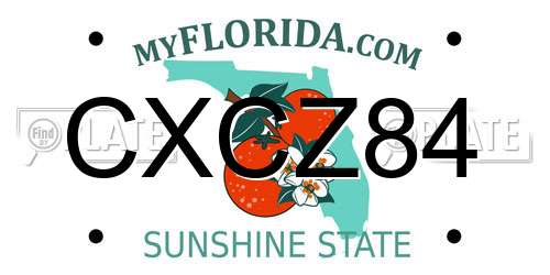 CXCZ84 Florida License Plate