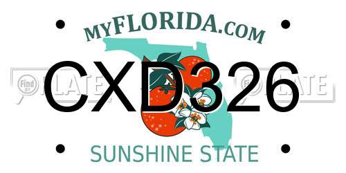 CXD326 Florida License Plate