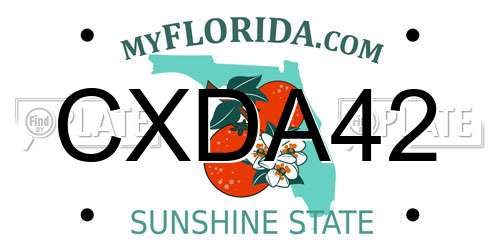 CXDA42 Florida License Plate