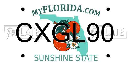 CXGL90 Florida License Plate