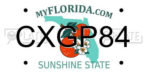 CXGP84 Florida License Plate
