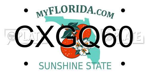 CXGQ60 Florida License Plate