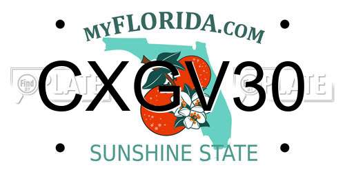 CXGV30 Florida License Plate