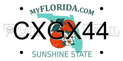 CXGX44 Florida License Plate