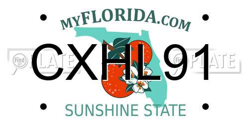 CXHL91 Florida License Plate
