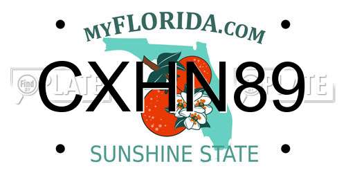 CXHN89 Florida License Plate