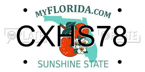 CXHS78 Florida License Plate