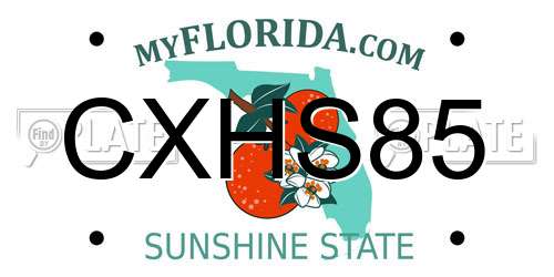 CXHS85 Florida License Plate