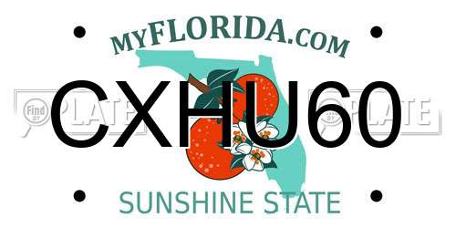 CXHU60 Florida License Plate