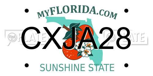 CXJA28 Florida License Plate
