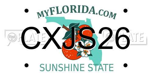CXJS26 Florida License Plate