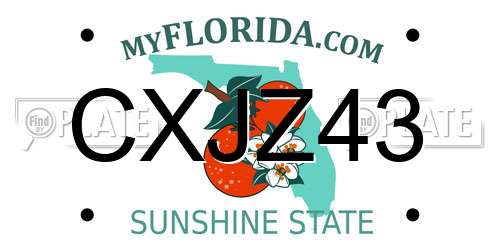 CXJZ43 Florida License Plate