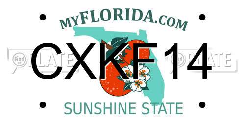 CXKF14 Florida License Plate