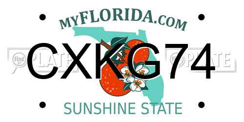 CXKG74 Florida License Plate