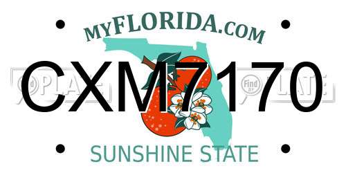 CXM7170 Florida License Plate