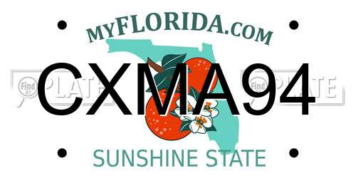 CXMA94 Florida License Plate