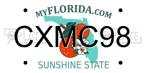 CXMC98 Florida License Plate