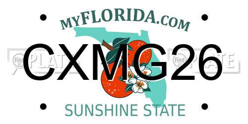 CXMG26 Florida License Plate