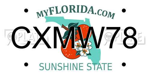 CXMW78 Florida License Plate