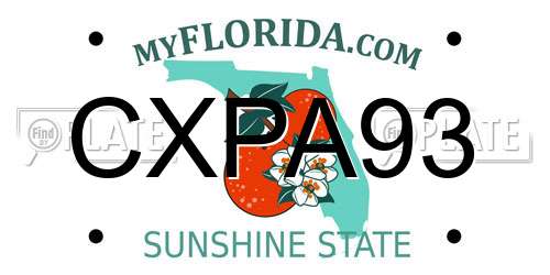 CXPA93 Florida License Plate