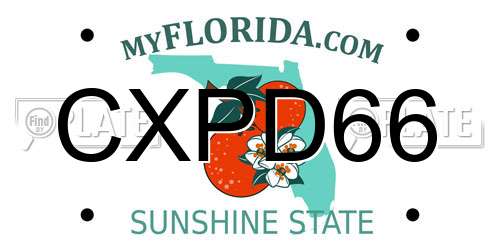 CXPD66 Florida License Plate