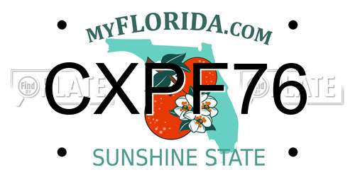 CXPF76 Florida License Plate