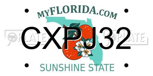 CXPJ32 Florida License Plate