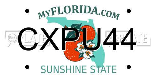 CXPU44 Florida License Plate