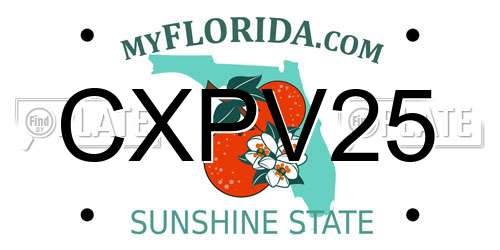 CXPV25 Florida License Plate