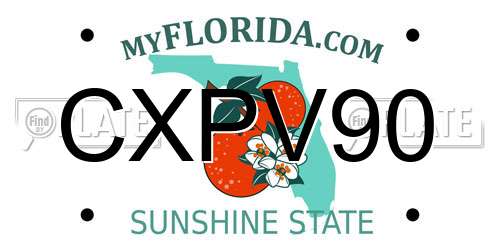 CXPV90 Florida License Plate