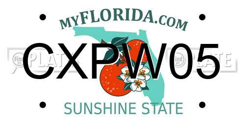 CXPW05 Florida License Plate