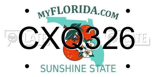 CXQ326 Florida License Plate