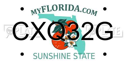 CXQ32G Florida License Plate