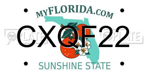 CXQF22 Florida License Plate